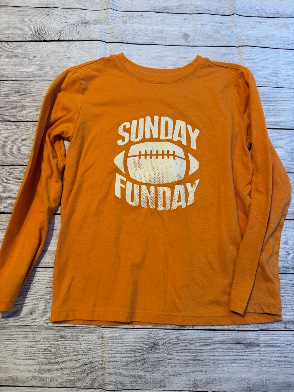 Cat & Jack Orange "Sunday Funday" Long-Sleeve Shirt size Small